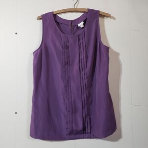 Merona Purple Sleeveless Tank Top Shell Pleated, Size Medium